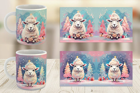 Mug Lamb Christmas Painting Sublimation artnoy 