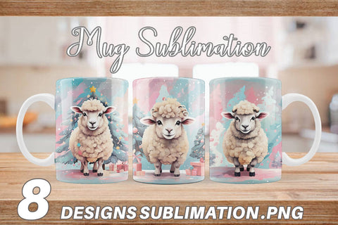 Mug Lamb Christmas Painting Sublimation artnoy 
