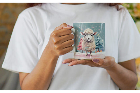 Mug Lamb Christmas Painting Sublimation artnoy 