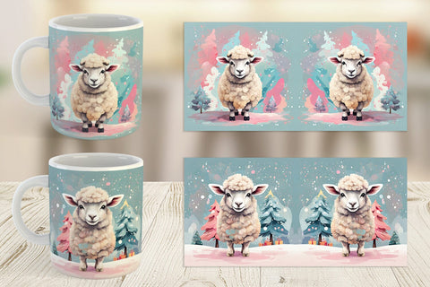 Mug Lamb Christmas Painting Sublimation artnoy 