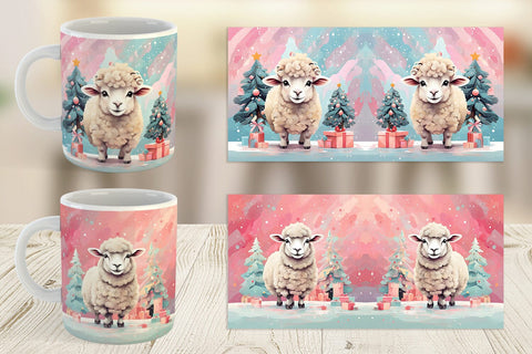 Mug Lamb Christmas Painting Sublimation artnoy 