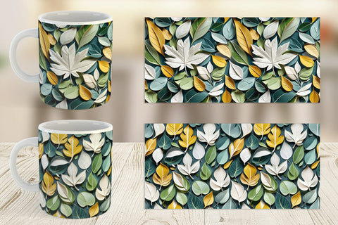 Mug Leaves Pattern Sublimation artnoy 