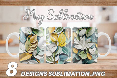 Mug Leaves Pattern Sublimation artnoy 