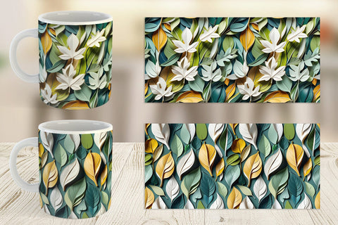 Mug Leaves Pattern Sublimation artnoy 