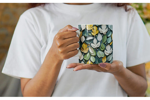 Mug Leaves Pattern Sublimation artnoy 