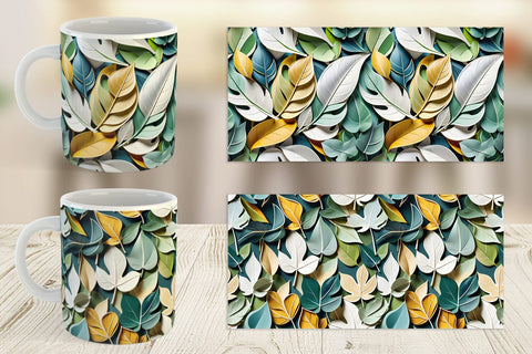 Mug Leaves Pattern Sublimation artnoy 
