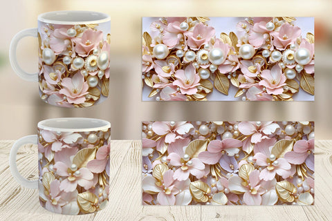 Mug Luxury Flowers Pattern Sublimation artnoy 