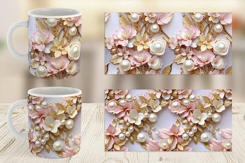 Mug Luxury Flowers Pattern Sublimation artnoy 