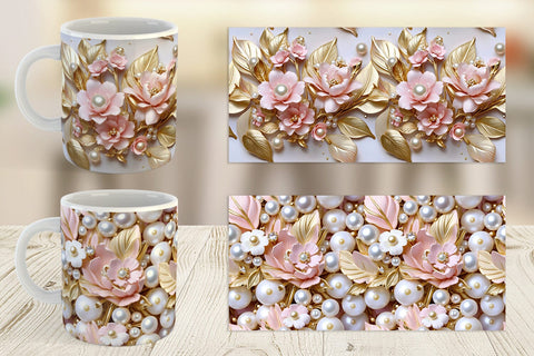 Mug Luxury Flowers Pattern Sublimation artnoy 