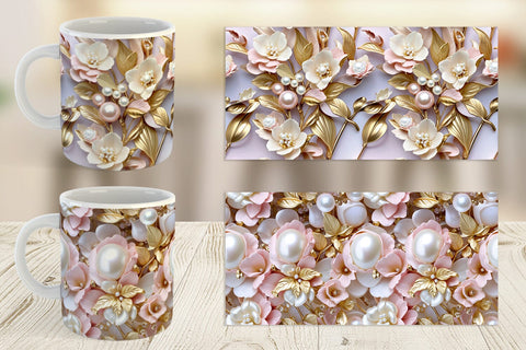Mug Luxury Flowers Pattern Sublimation artnoy 