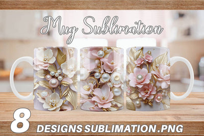Mug Luxury Flowers Pattern Sublimation artnoy 