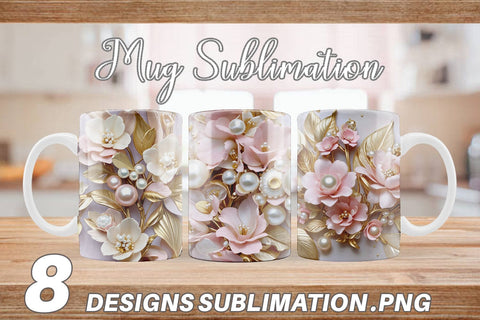 Mug Luxury Flowers Pattern Sublimation artnoy 