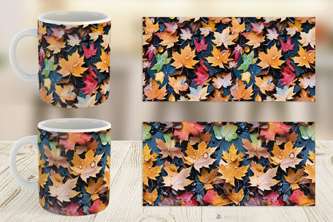 Mug Maple Leaves Pattern Sublimation artnoy 