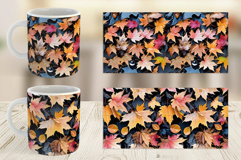 Mug Maple Leaves Pattern Sublimation artnoy 
