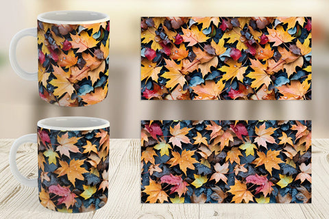 Mug Maple Leaves Pattern Sublimation artnoy 