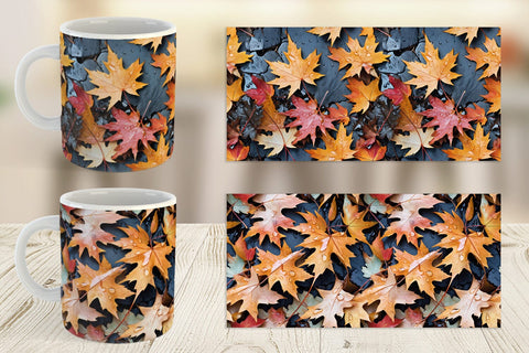 Mug Maple Leaves Pattern Sublimation artnoy 