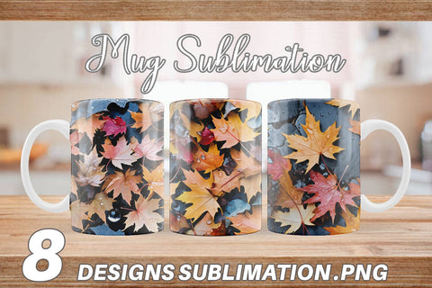 Mug Maple Leaves Pattern Sublimation artnoy 