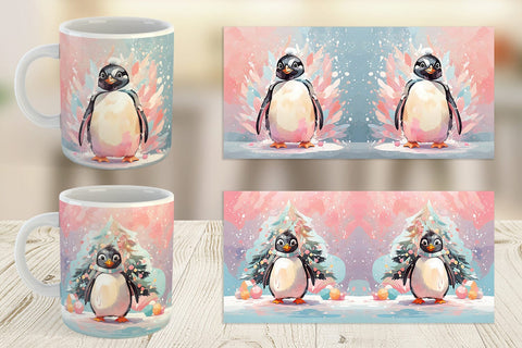 Mug Penguin Christmas Painting Sublimation artnoy 