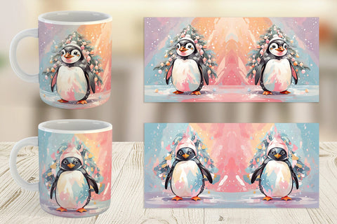 Mug Penguin Christmas Painting Sublimation artnoy 