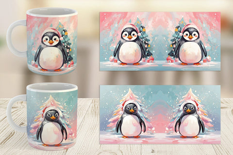 Mug Penguin Christmas Painting Sublimation artnoy 