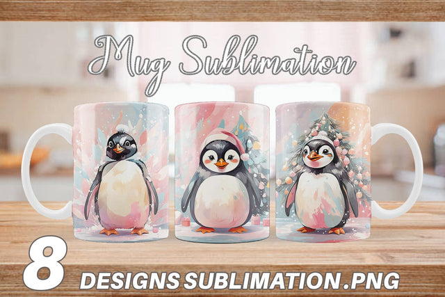 Mug Penguin Christmas Painting Sublimation artnoy 
