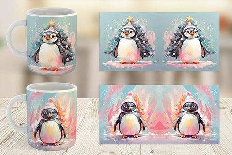 Mug Penguin Christmas Painting Sublimation artnoy 