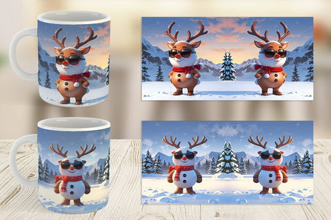 Mug Reindeer Christmas Sublimation artnoy 