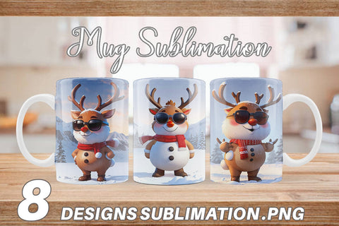 Mug Reindeer Christmas Sublimation artnoy 