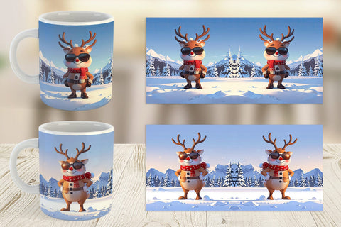 Mug Reindeer Christmas Sublimation artnoy 