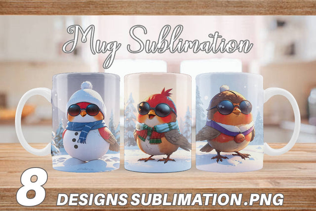 Mug Robin Bird Christmas Sublimation artnoy 