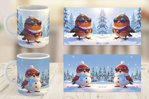 Mug Robin Bird Christmas Sublimation artnoy 