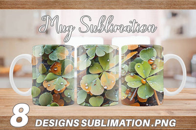 Mug Shamrock Leaves Pattern Sublimation artnoy 