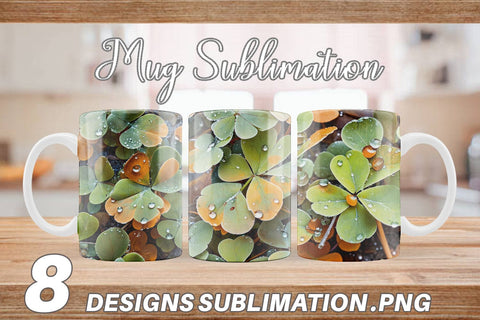 Mug Shamrock Leaves Pattern Sublimation artnoy 