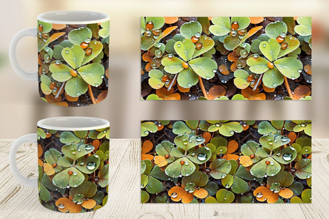 Mug Shamrock Leaves Pattern Sublimation artnoy 