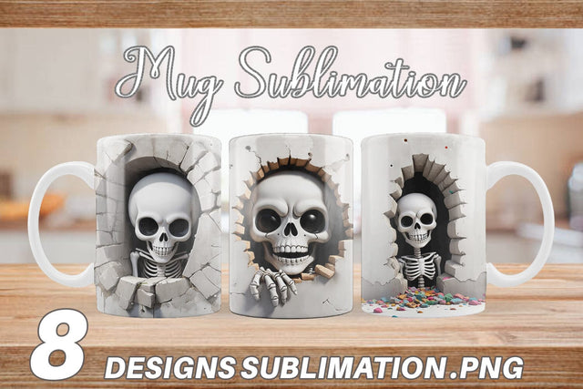 Mug Skeleton in Wall Sublimation artnoy 