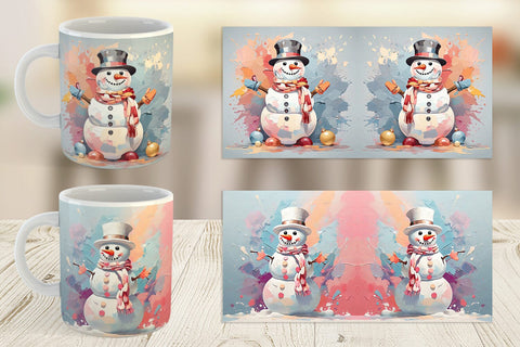 Mug Snowman Painting Sublimation artnoy 