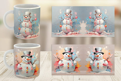 Mug Snowman Painting Sublimation artnoy 