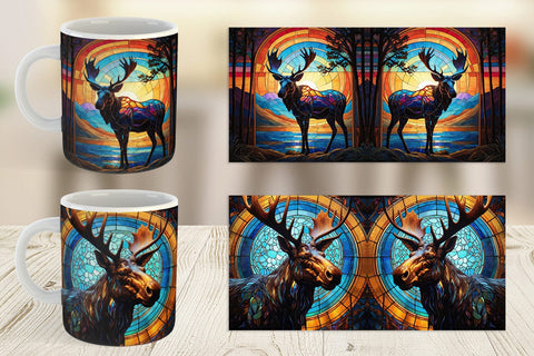 Mug Stained Glass Deer Sublimation artnoy 