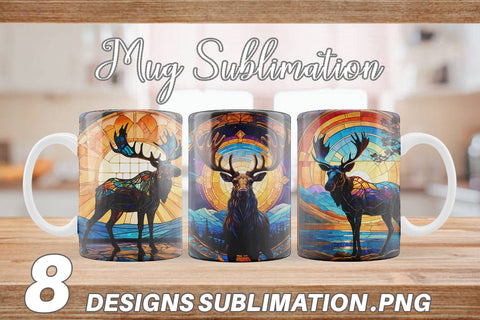 Mug Stained Glass Deer Sublimation artnoy 