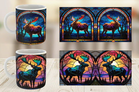 Mug Stained Glass Deer Sublimation artnoy 