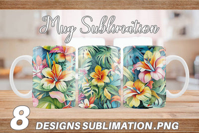 Mug Tropical Flowers Pattern Sublimation artnoy 