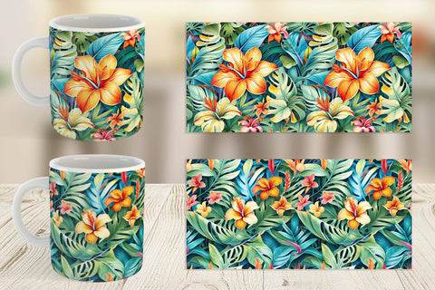 Mug Tropical Flowers Pattern Sublimation artnoy 