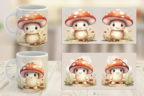 Mug Watercolor Mushrooms Sublimation artnoy 