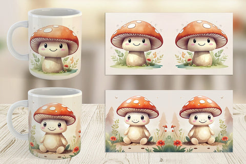 Mug Watercolor Mushrooms Sublimation artnoy 