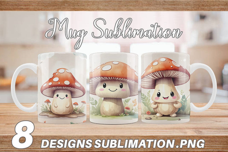 Mug Watercolor Mushrooms Sublimation artnoy 