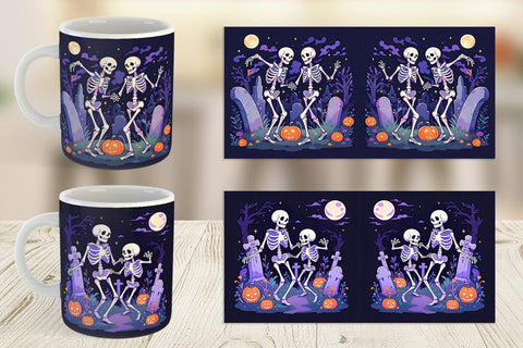 Mug Watercolor Skeleton Sublimation artnoy 