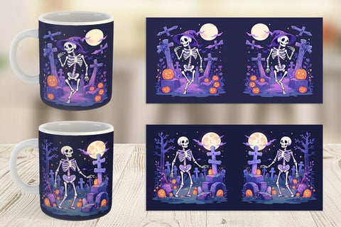 Mug Watercolor Skeleton Sublimation artnoy 