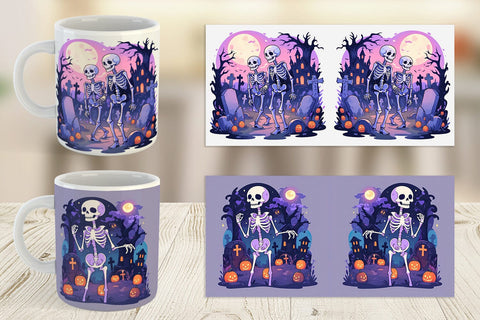 Mug Watercolor Skeleton Sublimation artnoy 