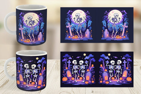 Mug Watercolor Skeleton Sublimation artnoy 