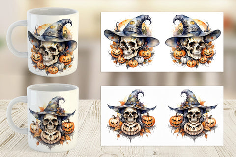 Mug Watercolor Skull Sublimation artnoy 